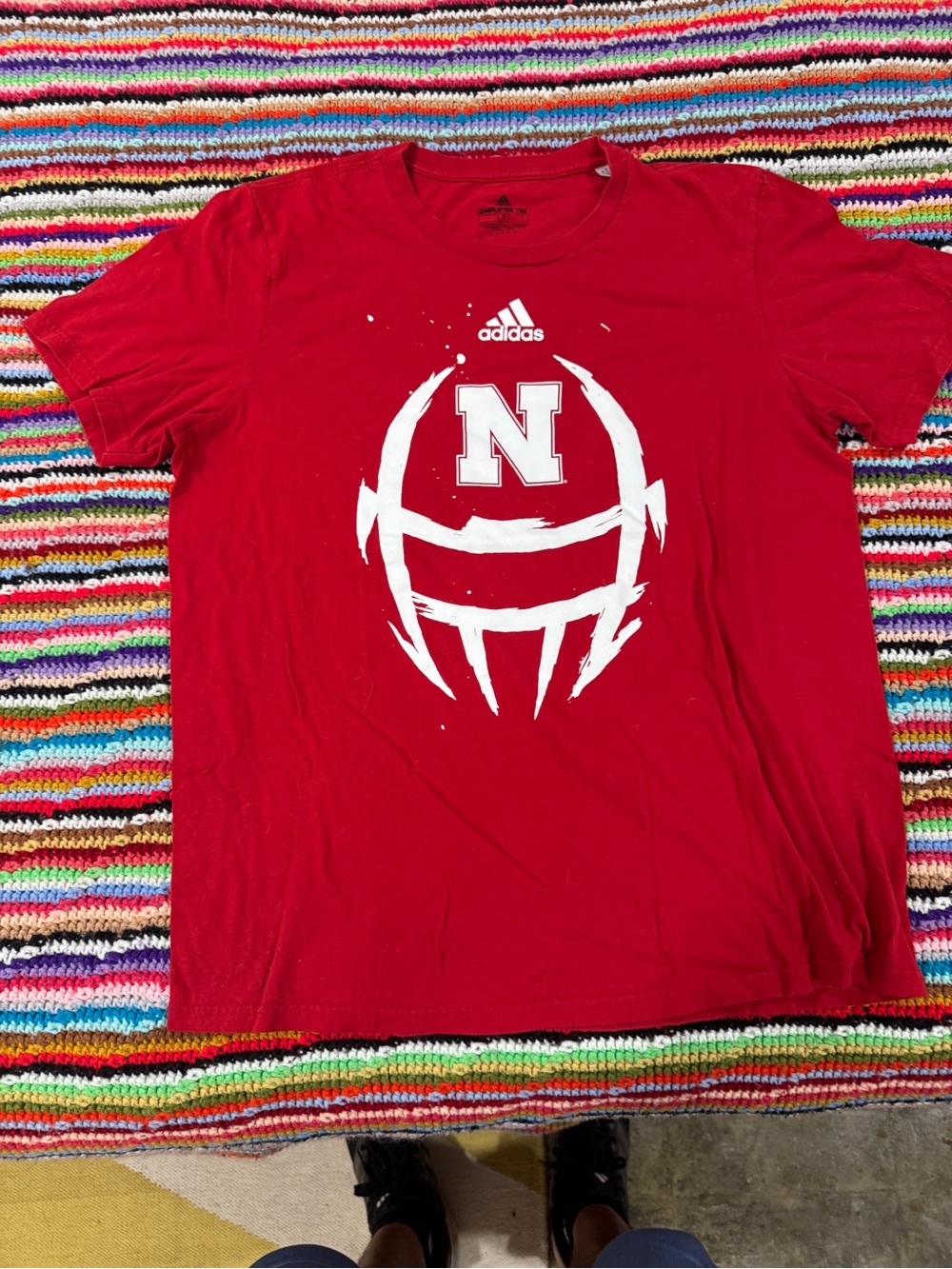 adidas Red Nebraska Football Graphic Tee